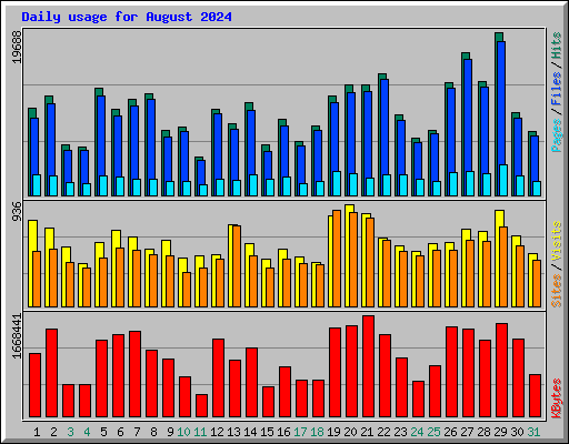 Daily usage for August 2024